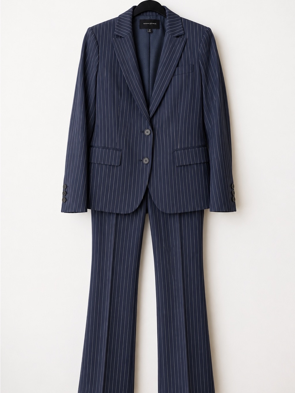 Banana Republic Navy Pinstripe Sculpted Stretch Suit - 2-Piece Blazer & Pants